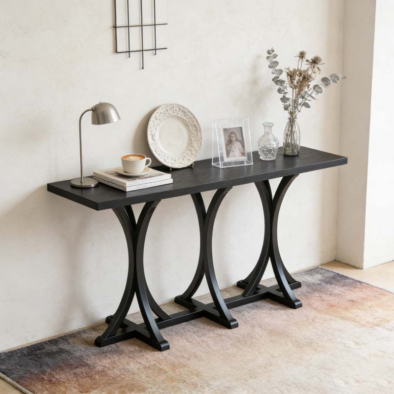 59.8'' Wooden Console Table, Black