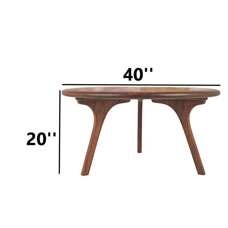 Walnut Solid Wood Round Novelty Coffee Table, 20" H x 40" L x 40" W