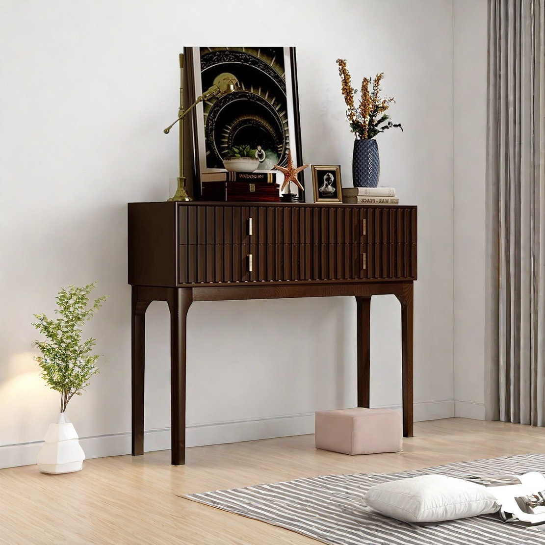 Liu's ink furniture Modern Solid Wood Console Table with 4 Drawers ...