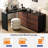 Modern Vanity Desk with 6 Drawers and Rotatable Extension Table, Walnut Finish