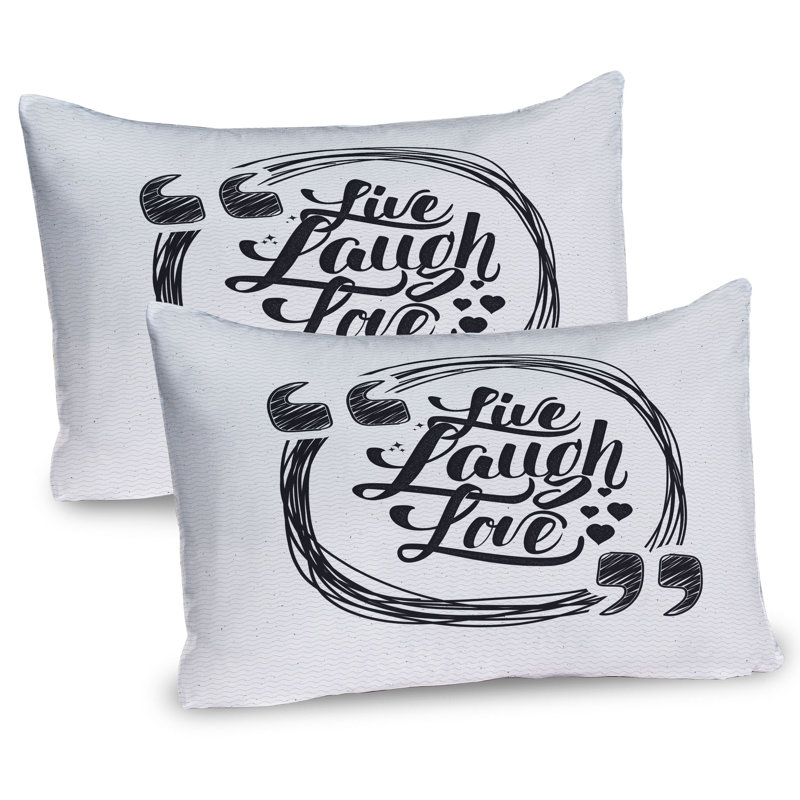 Ensemble de 2 taies décoratives Ambesonne Live Laugh Love Happy Lifestyle perle et gris foncé, H 20 po x l 30 po