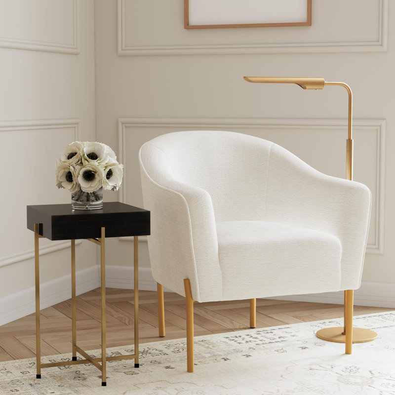 Occasional Chair, White Chenille