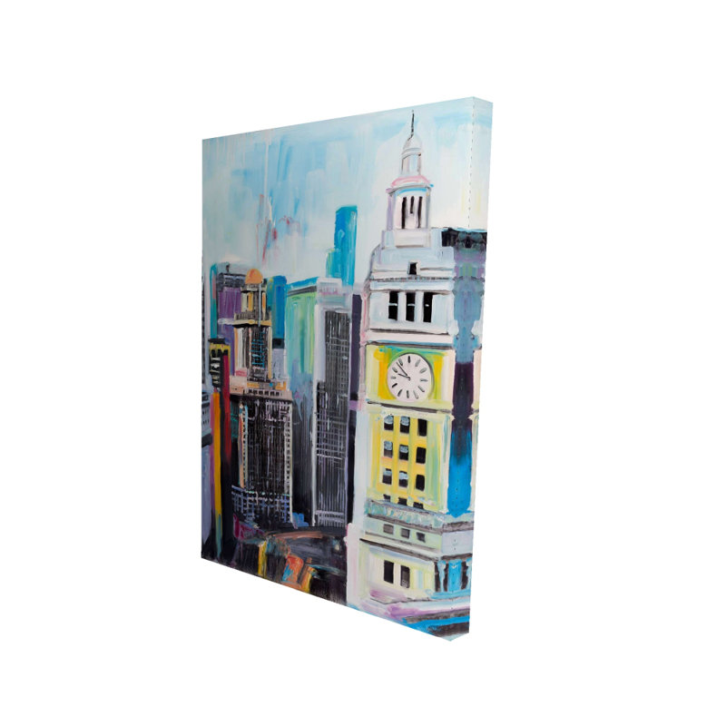 Paysage urbain coloré de Manhattan - Toile rétro pour décoration de chambre à coucher