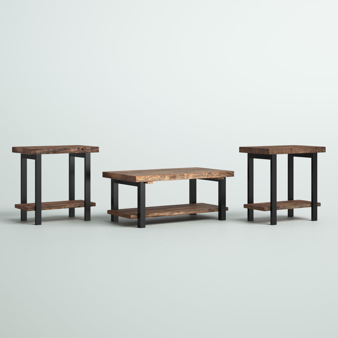 Rundell 3 - Piece Solid Wood Top Living Room Table Set Trent Austin Design®