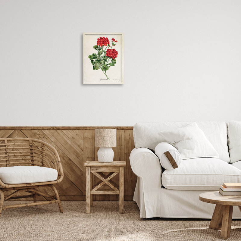 Vivid Red Geranium Blossoms Canvas Wall Art, design by Danielle Murray, 16" H x 20" W