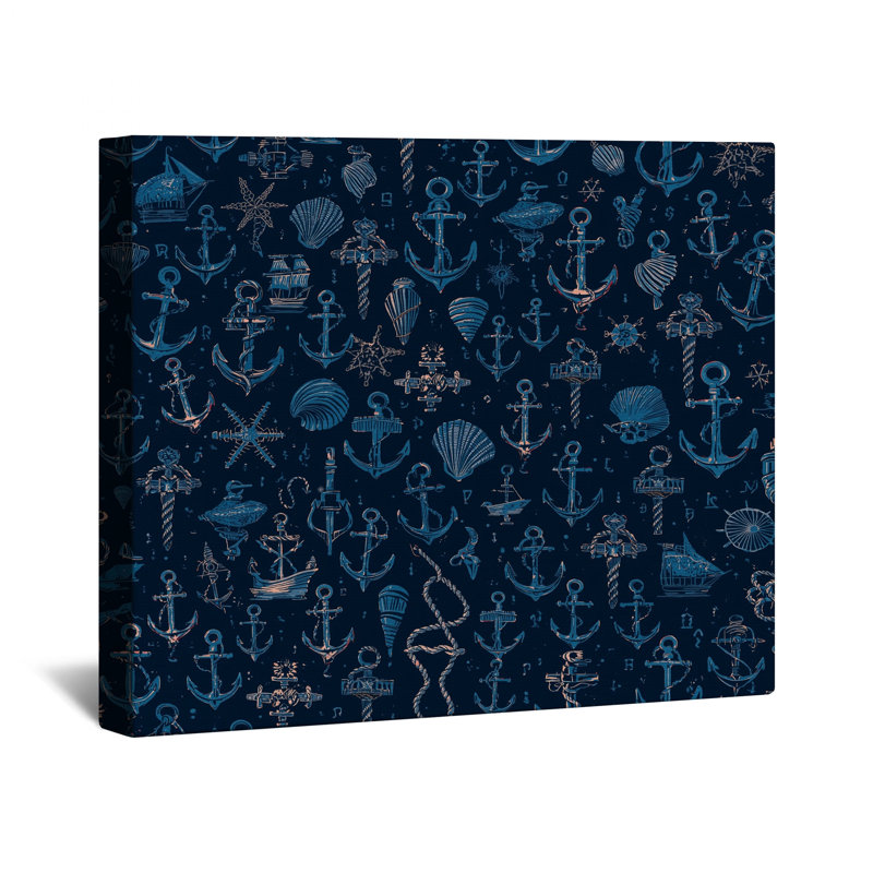 «Nautical Anchor Seashells», toile tendue en plusieurs tailles, 20 po x 30 po