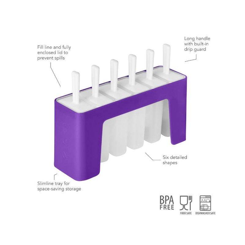 Tovolo Wavy Pop Molds with Tray (Set of 6)