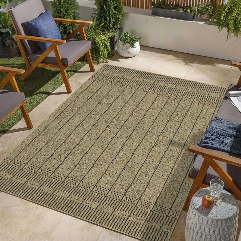 Tapis intérieur / extérieur en jute / noir Earth, Rectangle 7 pi 10 po x 10 pi 3 po