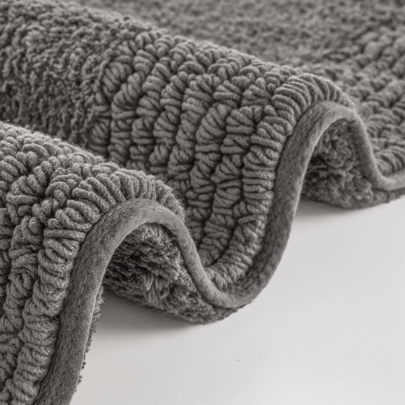 Splendor Charcoal 100% Cotton Tufted 3000 GSM Reversible 21x34'' Bath Rug, 21" W x 34" L, Charcoal