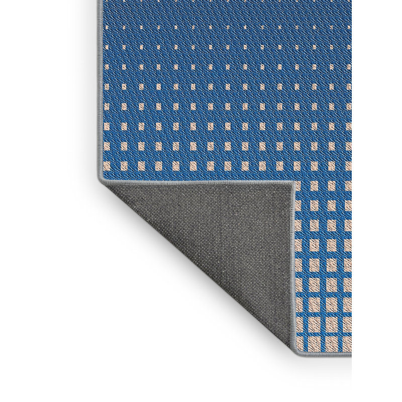Tapis bleu/crème à motifs, Rectangle 2 pi x 5 pi