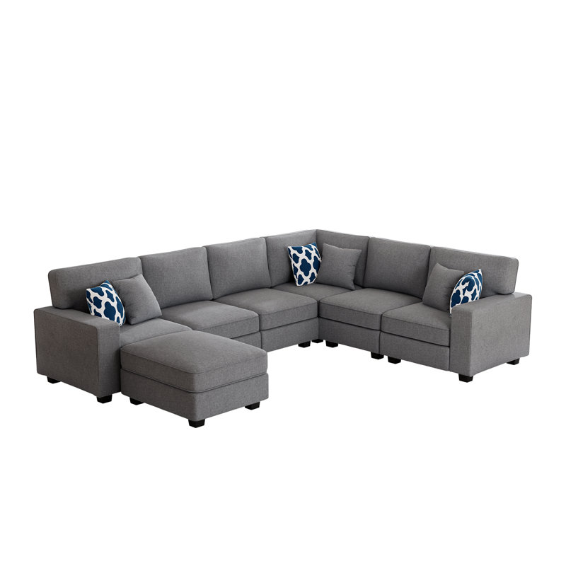 Flexible Combination Module Reversible Sectional Sofa, Dark Gray Polyester Blend