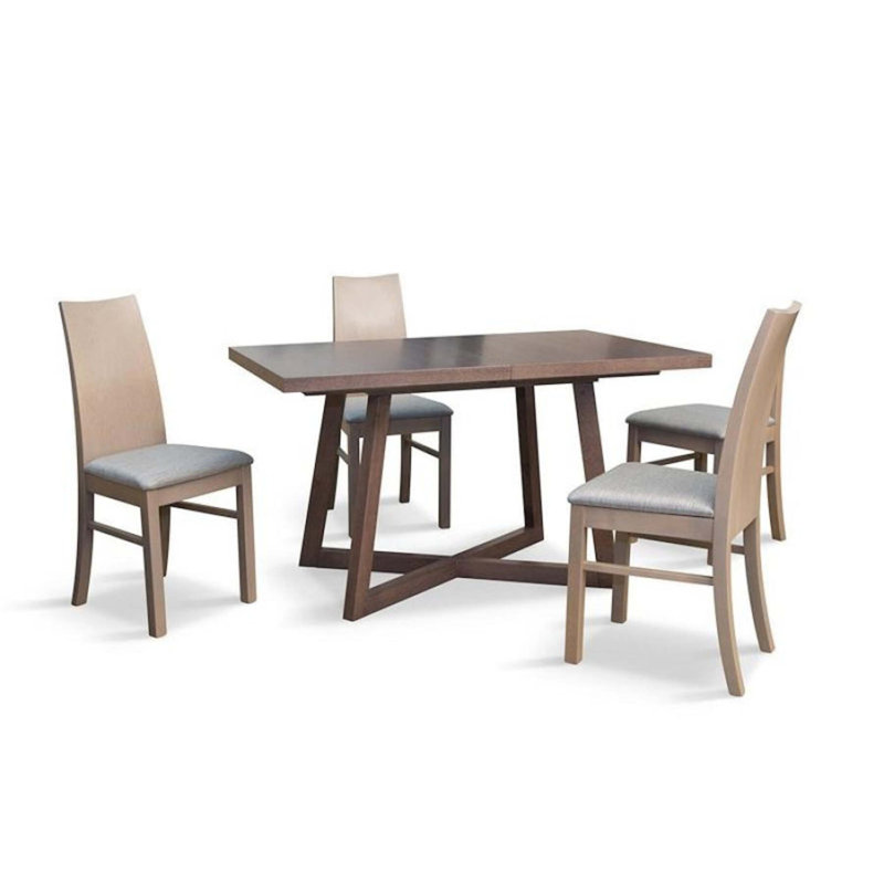 Chamille Extendable Solid Wood Base Dining Table, Brown