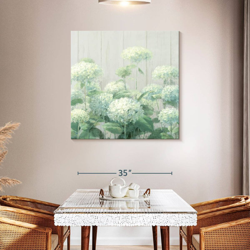 Harnek, hortensia blanc, jardin, sauge sur bois I, H 39 po x l 39 po