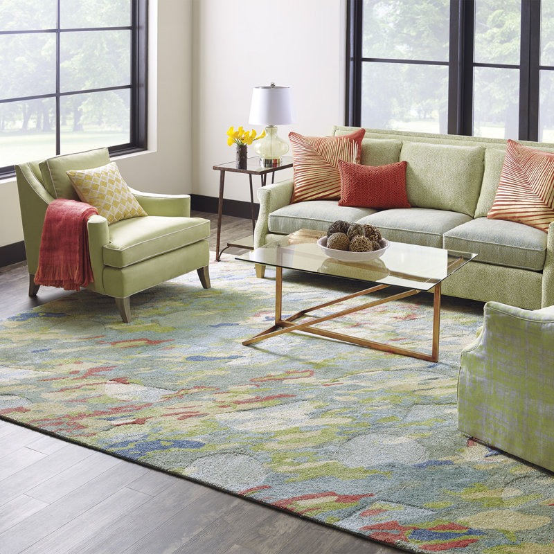 Reflections Abstract Handmade Tufted Green/Blue/Red Area Rug, Rectangle 3' x 5'