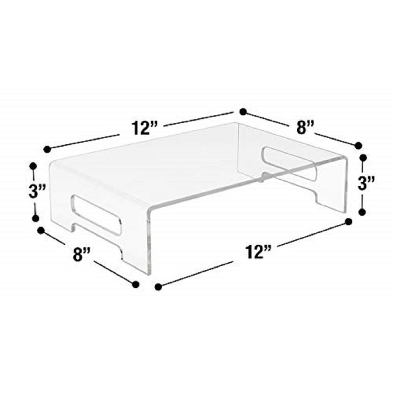 Sorbus Large Clear Display Riser Tray Shelf with Handles, 3" H x 12" W x 8" D