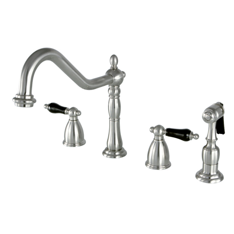 Kingston Brass Duchess Double-Handle Widespread Kitchen Faucet, Oil Rubbed Bronze, With Spray