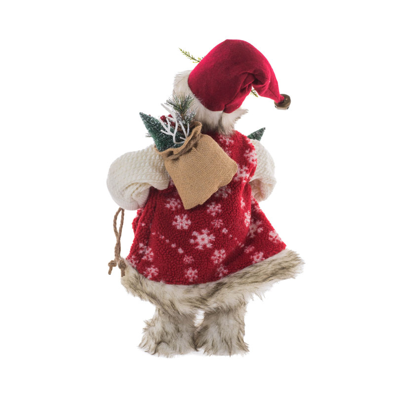 Tissu rouge / blanc debout avec un père Noël souriant tenant un camion rouge