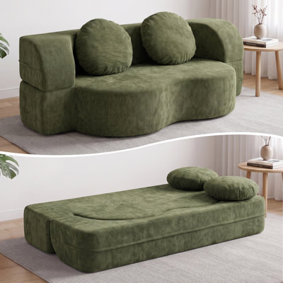 77.8" Upholstered Convertible Futon Sofa Bed