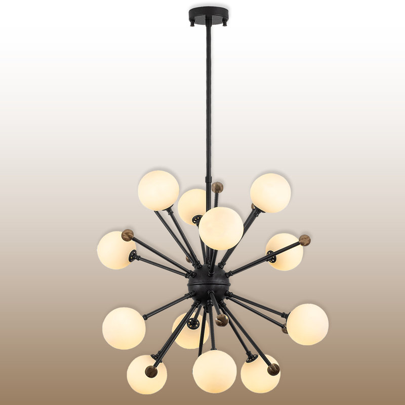 Lustre spoutnik 12 lumières, Noir / rétro