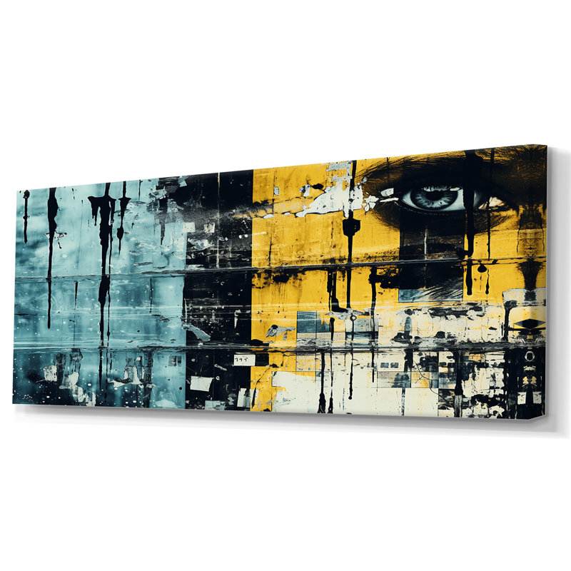 Urban Odyssey Collages II - Collages abstraits, impressions sur toile, Toile tendue, H 28 po x l 60 po x P 1,5 po