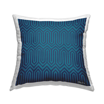 Intertwining Zigzag Blue Geometric Pattern Printed Throw Pillow Design By Paul Brent