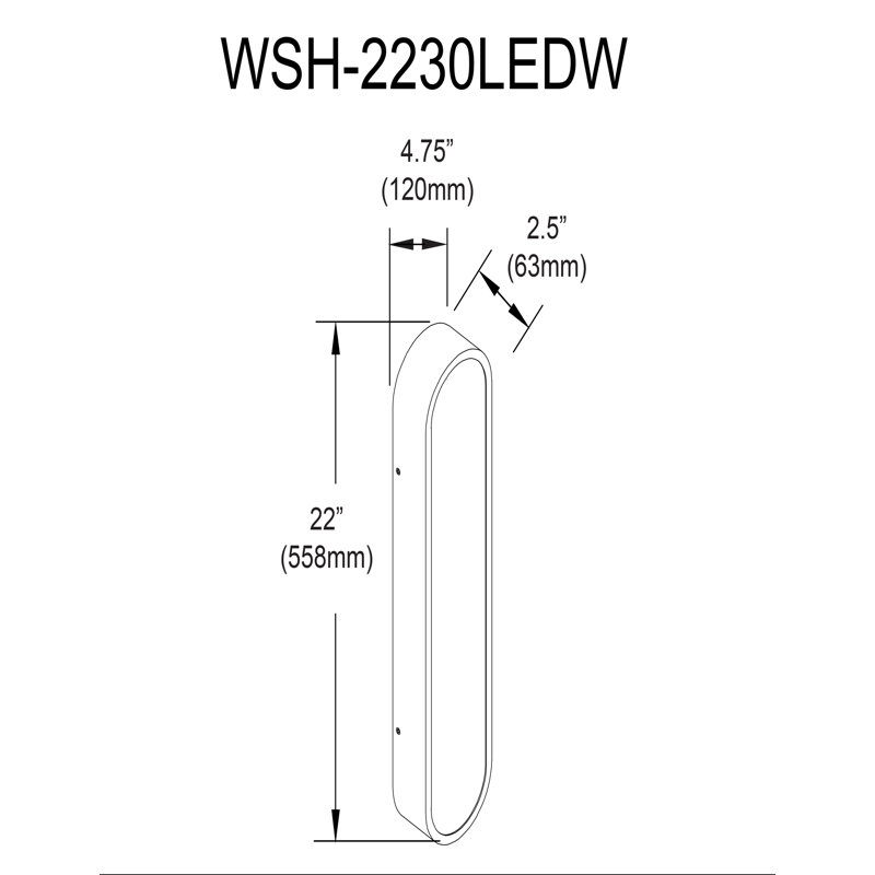 Applique murale à DEL Walsh, 22 po, noir mat, H 22 po x l 4,75 po x P 4,75 po, Noir mat