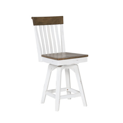 Solid Wood Swivel Cap Rail Back Bar Stool