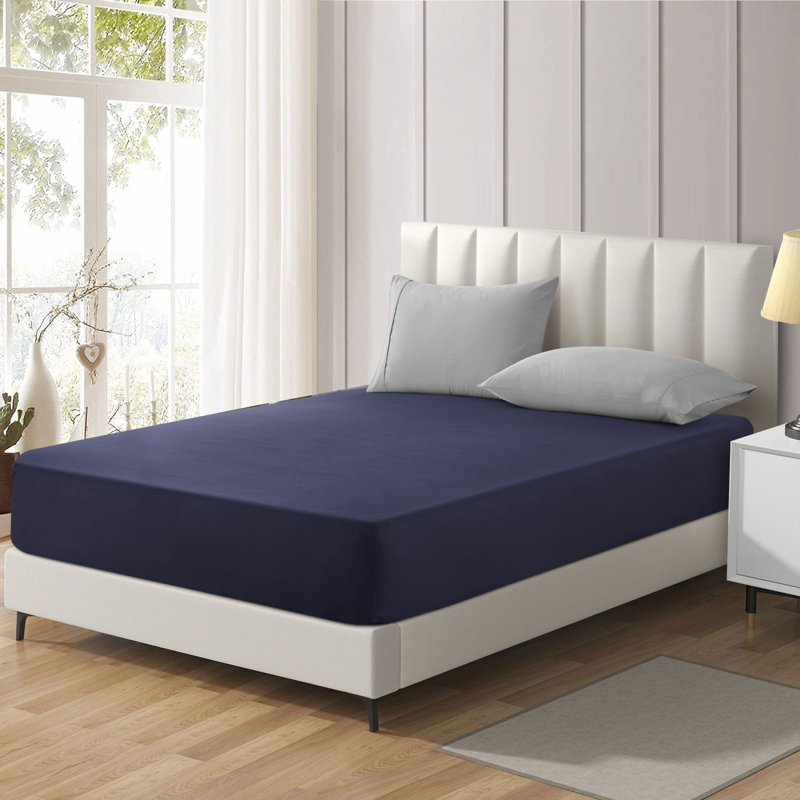 Joshua-Lewis Microfiber Brushed Fitted Sheet, Kingsize (5'), Navy Blue