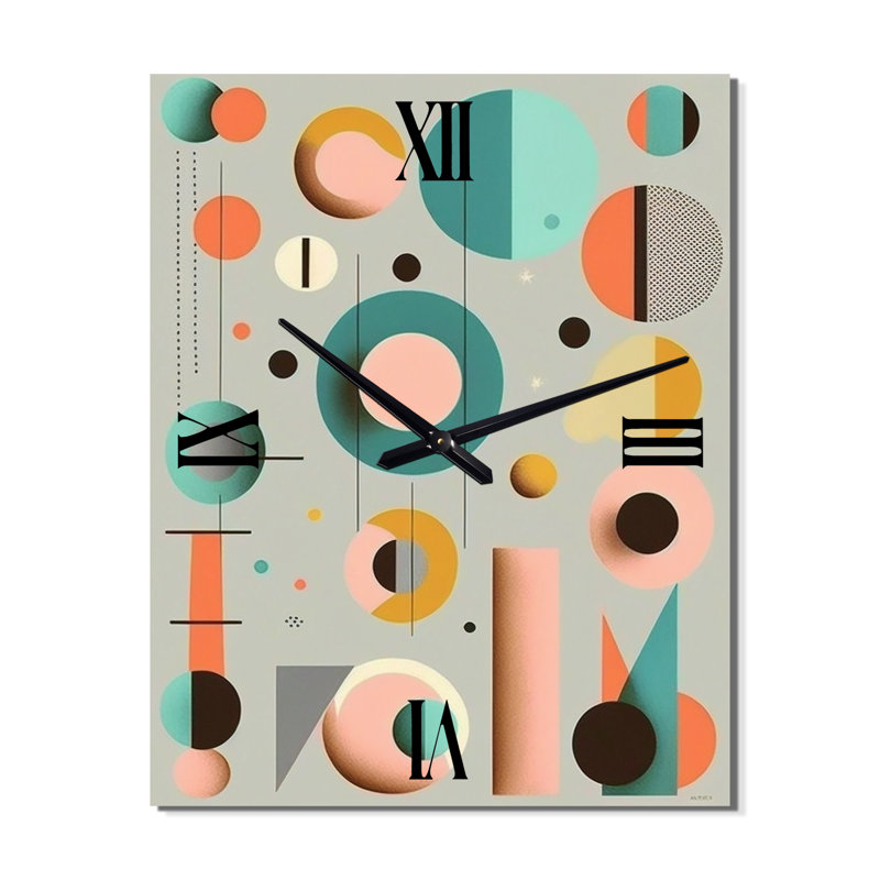 Minimal géométrique circulaire en pastel délavé rétro - très grandes horloges murales modernes Mid-Century