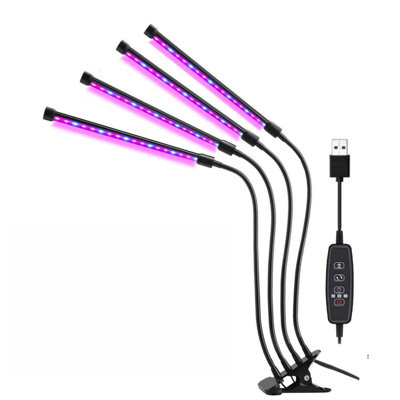 Plante d'intérieur à spectre complet 80 lumières à DEL avec 4 têtes à pince, 3 niveaux de luminosité (20% à 100%) et une minuterie 3/9 / 12h