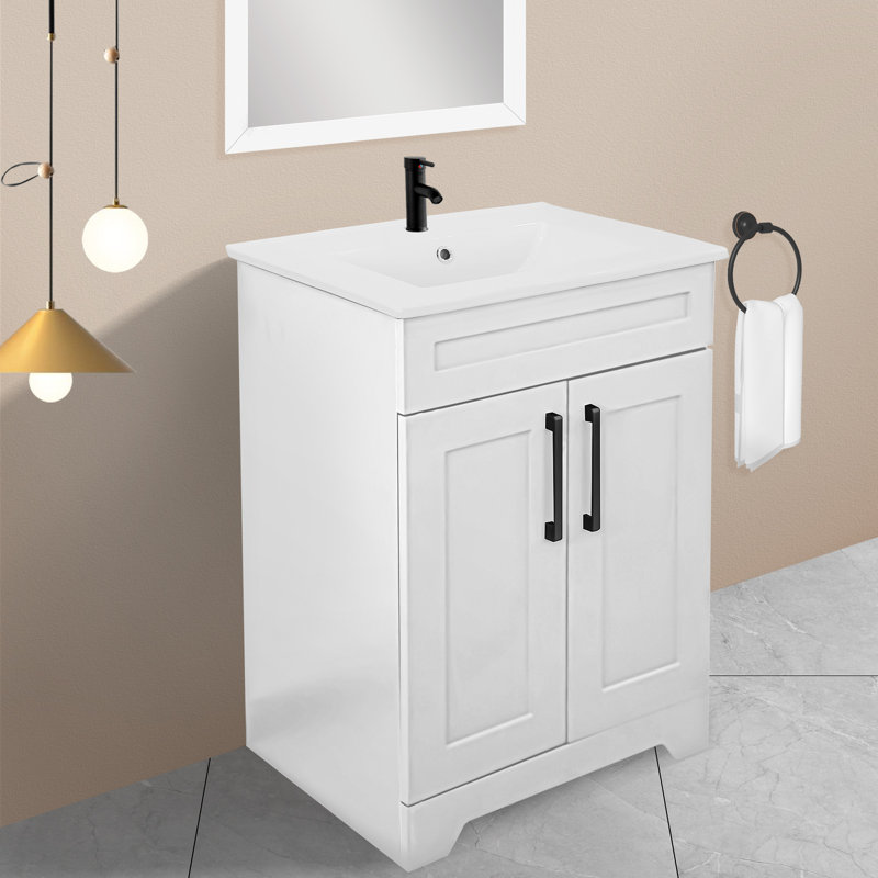 Armoire simple autoportante 24 po avec lavabo en céramique