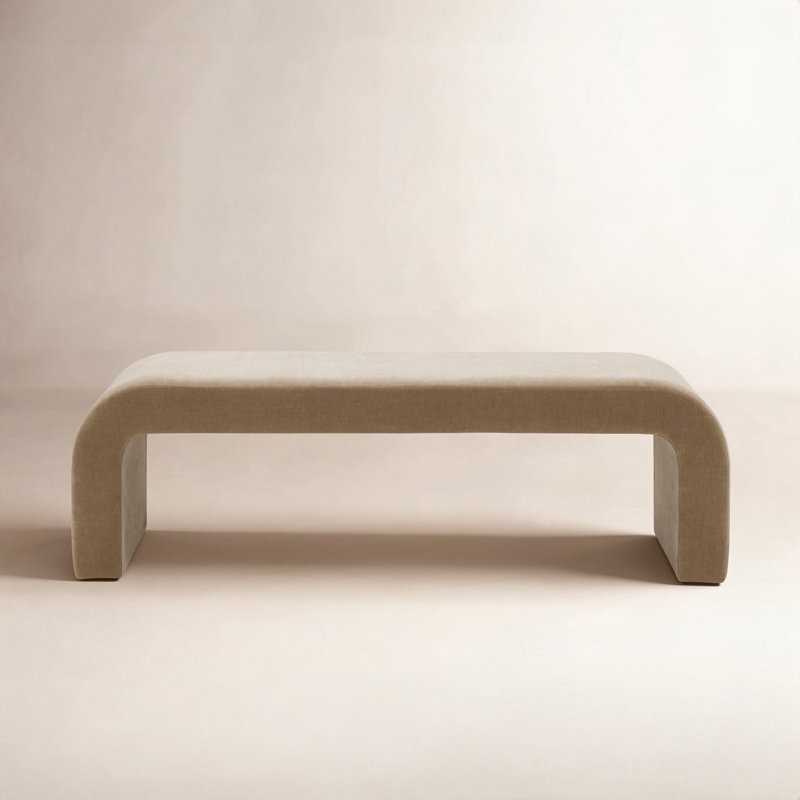 Banc rembourré Daine, Light Brown Velvet