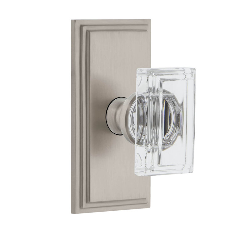 Grand Assiette courte Carré avec bouton Carré, Nickel satiné, 2