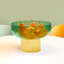 Grand bol vert et jaune avec plateau en verre