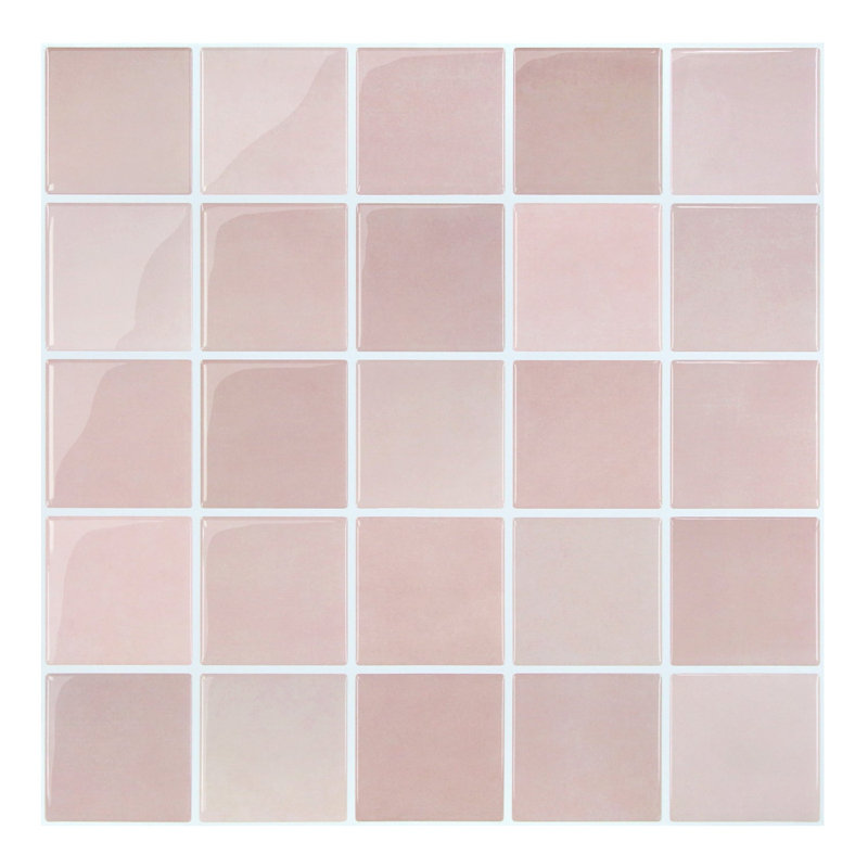 Carreaux auto-adhésifs plus épais de 10 pi x 12 po avec dosseret autocollant 3D de 12 po x 12 po Commoma, carrelage mural amovible en vinyle imperméable pour la cuisine et la salle de bain - rose
