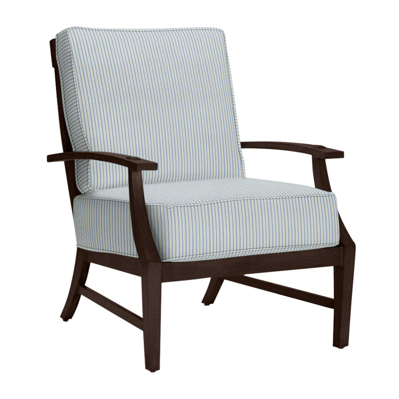 Croquet Patio Chair with Cushions, Welt + Standard Fill, Verona Silver, Mahogany