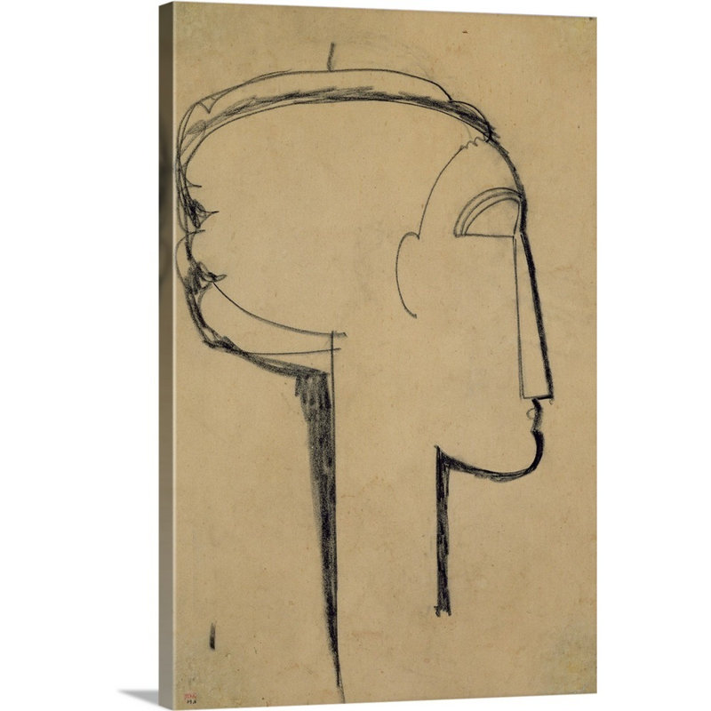 «Head in Profile» par Amedeo Modigliani - reproduction sur toile, Toile tendue, H 18 po x l 12 po x P 1,25 po
