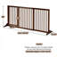 Barrière pour animaux réglable en bois, clôture pour chien autoportante pour porte, couloir, 3 panneaux avec barrière de sécurité, porte verrouillable, brun, L 44,5 po à 65,25 po x H 14,25 po-869050341-869050337