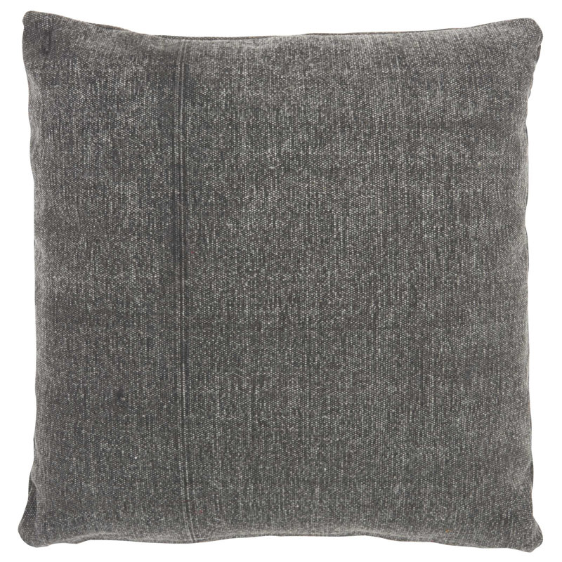 Charcoal Embroidered Figures Square Throw Pillow 18"