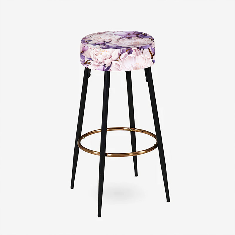 Mauve Poppies Harmony I - ensemble de 2 tabourets floraux