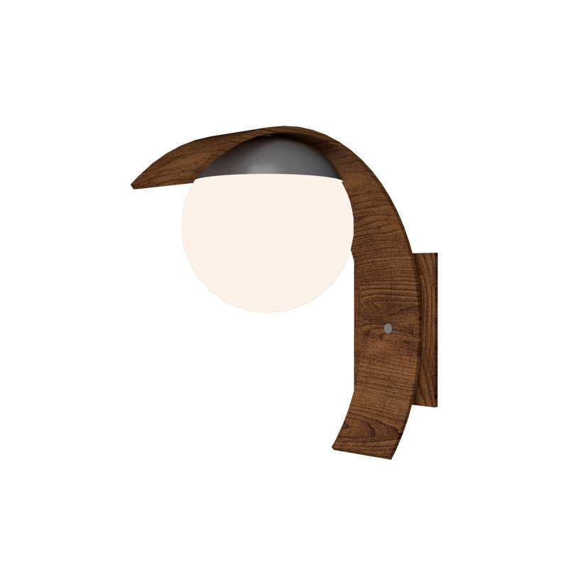 Imbuia Wood and Frosted Glass LED Wall Sconce