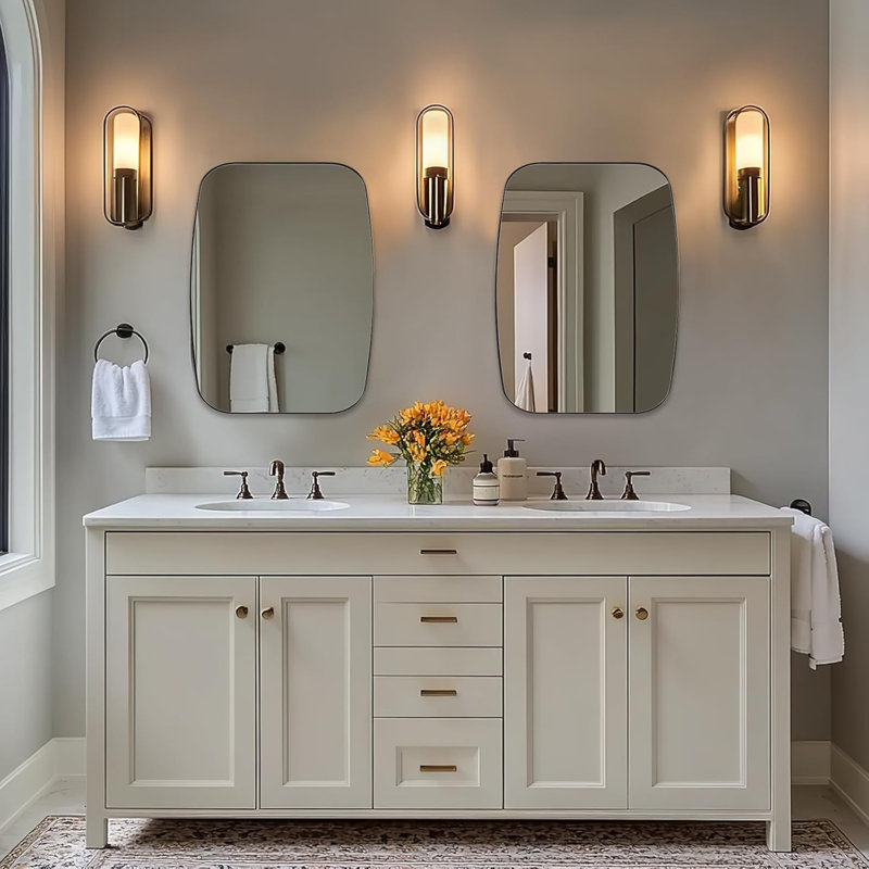 Miroir de salle de bain ovale moderne |  Cadre, Bronze brossé, 30 po x 22 po