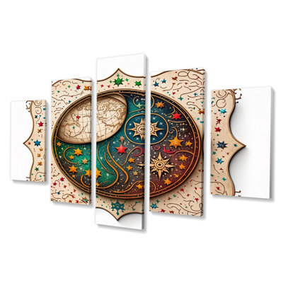 Ancient Map Of Galaxy IV - Modern Geometric Canvas Print - 5 Panels