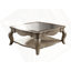 Table basse en verre transparent et finition taupe antique