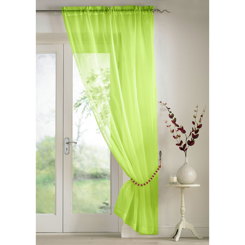 Billerica Sheer Curtain Single Panel, 145 W x 183 D cm, Lime