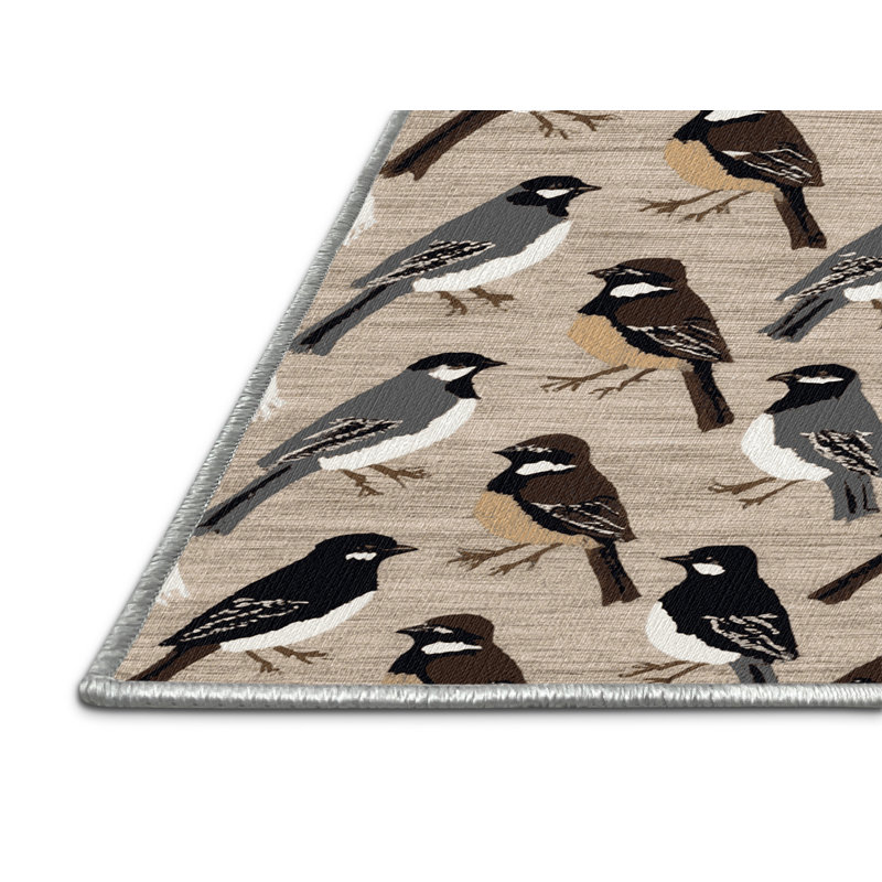  Tapis lavable à œil foncé Junco Birds, Carré 4 pi