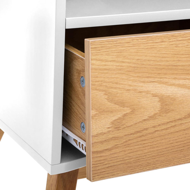 Sereno 43 cm W Bedside Table, Light Brown/White