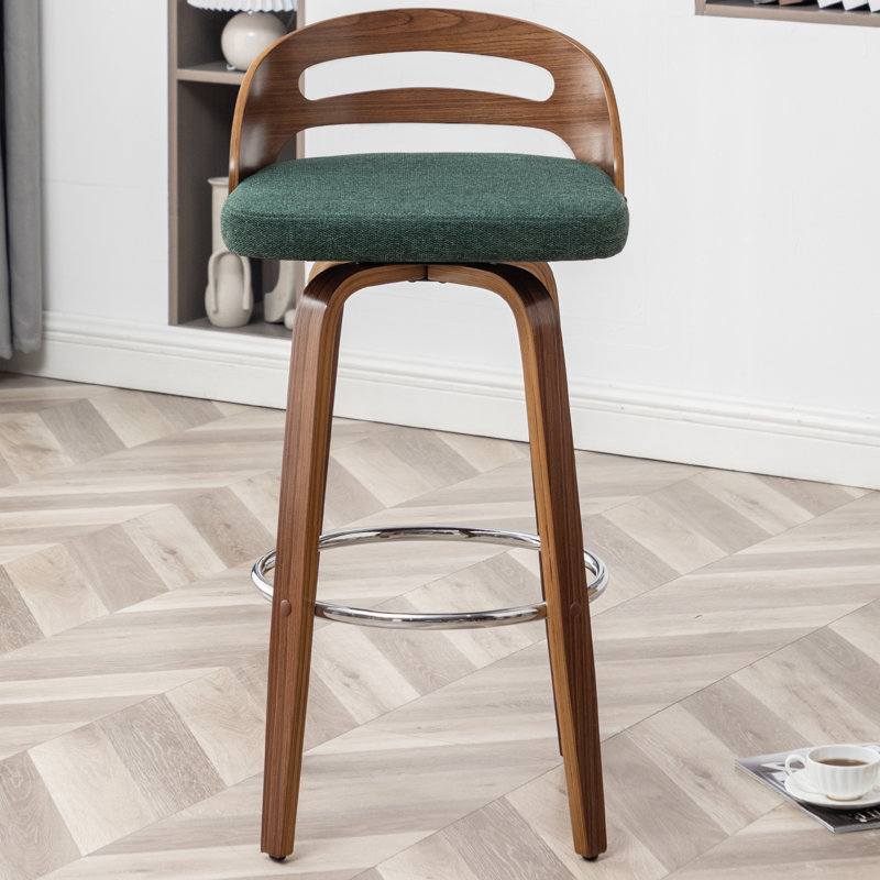 Tabouret de bar pivotant moderne Mahtab, Vert, Tabouret de bar (siège d'une hauteur de 30,31 po)