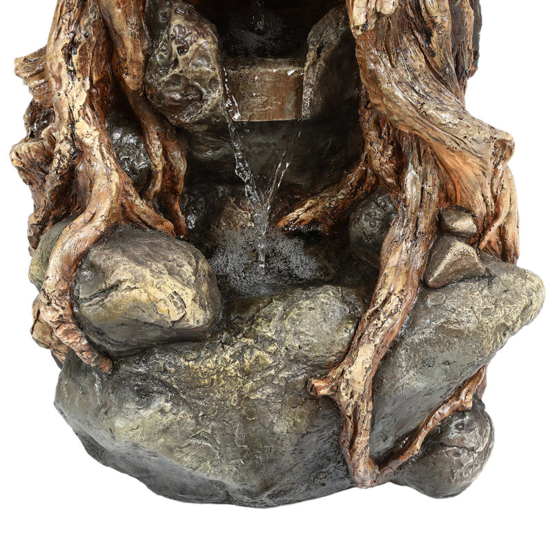 Outdoor Weather Resistant Sculptural Fountain with Lights