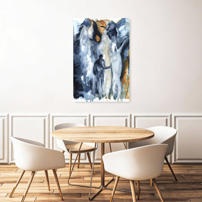 «Solitaire», paysage abstrait bleu abstrait, paysage de forêt contemporain, art mural